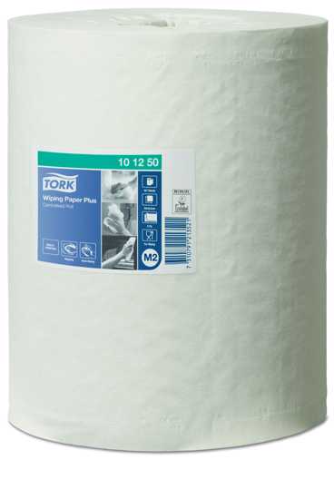 Tork M2 Centrefeed Wiping Paper Rolls, white, 24cm x 160m, 6 rolls, QuickDry technology for efficient cleaning in busy spaces.