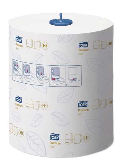 Tork H1 Matic 2-Ply Extra Soft Roll Paper Towel, 100m, case of 6, eco-friendly, quick-drying, suitable for H1 dispensers.