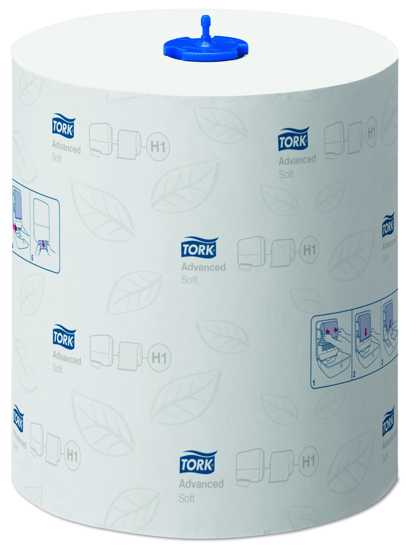 Tork H1 Matic 2-Ply Soft Roll Paper Towels, 150m long, case of 6, for efficient, eco-friendly hand drying in busy settings.