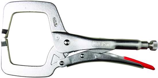 JBS Plier C-Clamp Locking 275mm with chrome vanadium jaws and ergonomic handles for secure, versatile clamping.