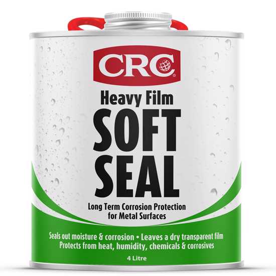 CRC 3014 Soft Seal 4L providing a dry, amber waxy film for superior corrosion protection on metal surfaces.