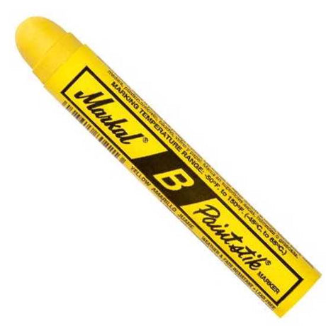 Markal Paintstik B - Yellow: versatile solid paint marker for durable, highly visible marks on various surfaces, weather-resistant.