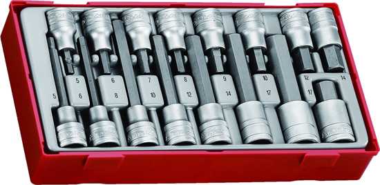 Teng 16pc 1/2in Dr. Hex Bit Skt Set  -  TC - Tray (Each)