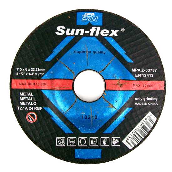 Premium 115 x 6 x 22mm grinding disc for metal, suitable for iron and steel, max 13,300 RPM, ideal for efficient stock removal.