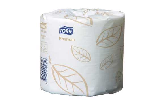 Tork ExtraSoft 2-Ply Toilet Paper pack of 48 rolls, each roll with 280 sheets, offers premium softness and hygiene.