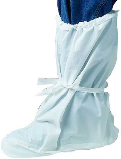 Over Boot CPE White - durable, slip-resistant calf-length overboots with adjustable tie-up straps for safety and comfort.