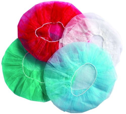 Green disposable bouffant hats in a carton of 1000, designed for hygienic hair coverage in professional environments.