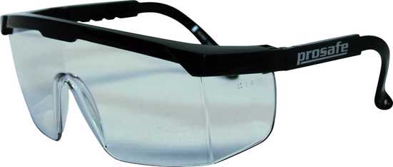 Prosafe Buzzard Clear safety glasses with wrap-around design, anti-fog, anti-scratch lens, ideal for work and leisure protection.