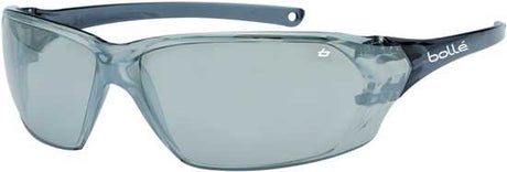 Lightweight Bolle Prism Safety Glasses with Silver Flash lens, providing UV protection and medium impact resistance.