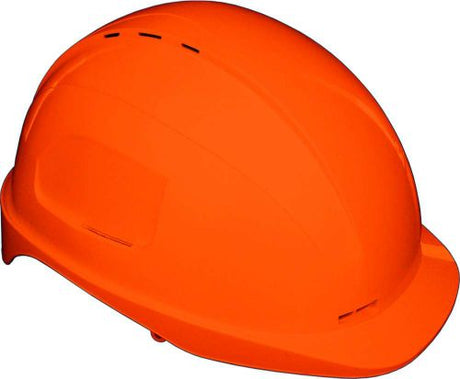 Prosafe 630 Fluro Orange Helmet, durable polycarbonate, adjustable fit, vents for airflow, certified Type 2 safety gear.