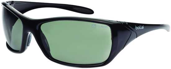 Bolle Voodoo Safety Glasses with Grey/Green polarized lens, offering UV protection and a secure fit for work or play.