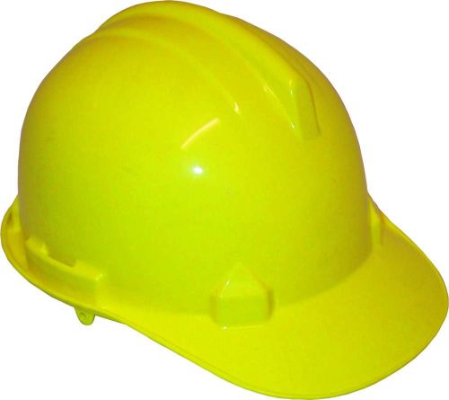 Fluro yellow Protector Tuffmaster Lite Helmet with 6-point harness, designed for safety in construction and outdoor activities.
