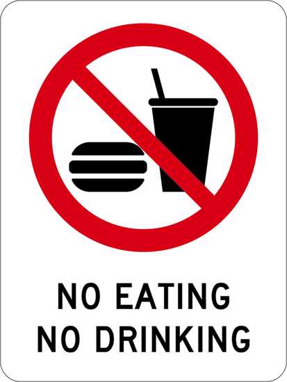 Prohibition Sign | No Eating No Drinking-W225mm x H300mm-Single Sided