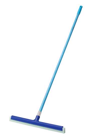 55cm blue double bladed floor squeegee with fibreglass handle for efficient cleaning, HACCP compliant, ideal for floors and walls.