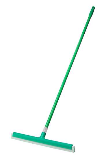 55cm green double bladed floor squeegee with fibreglass handle for efficient cleaning, color-coded for hygiene compliance.