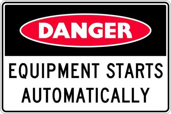 Danger Sign | Equipment Starts Automatically-W300mm x H225mm-Single Sided