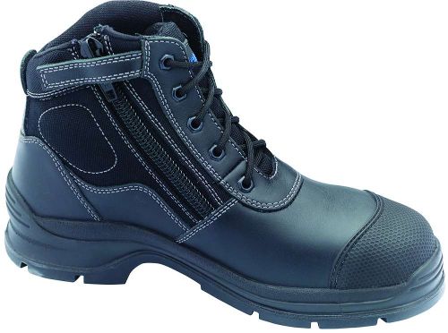 Blundstone 319 Zip Sided Safety Boots in size 3 with leather, steel toe cap, shock-absorbing sole, and antibacterial lining.