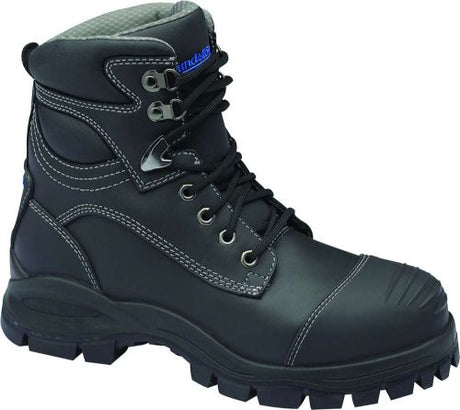 Blundstone 991 black safety boots, size 3, with heat-resistant sole and shock protection for maximum comfort and safety.