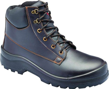 John Bull Nomad 5587 Safety Boots size 8, featuring heat-resistant sole, gel heel padding, and electrical hazard certification.