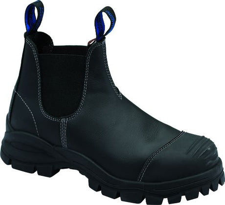 Alt text: Blundstone 990 Safety Boot (Size 3) showcasing heat-resistant rubber sole, shock-absorbing technology, and stylish design.