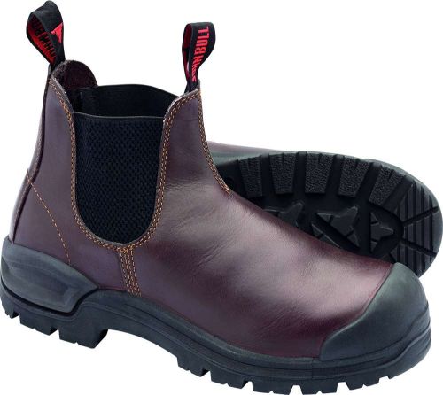 Oxblood John Bull Cougar 4291 Safety Boots in size 5, featuring heat-resistant sole, CushionCore comfort, and Electrical Hazard certification.