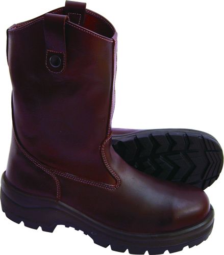 John Bull Explorer 8496 Safety Boots in Size 5, featuring durable leather, heat-resistant sole, and superior slip resistance.