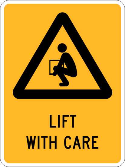 Warning Sign | Lift With Care-W180mm x H250mm-Single Sided