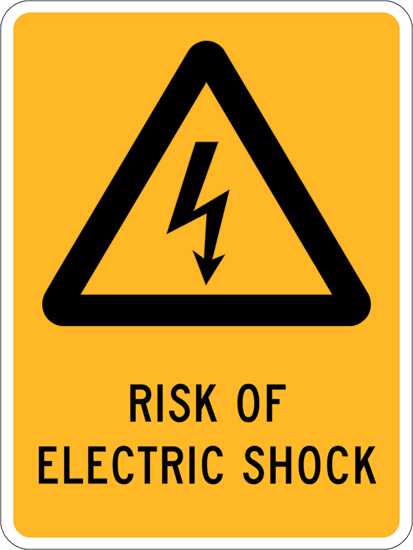 Warning Sign | Risk of Electric Shock-W90mm x H125mm-Pack of 5