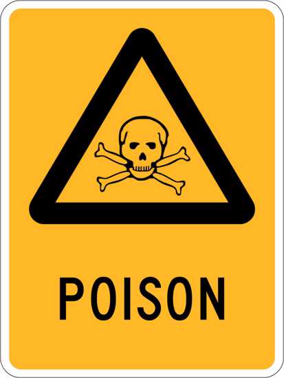 Warning Sign | Poison-W90mm x H125mm-Pack of 5