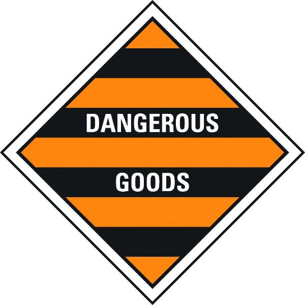 Durable PVC Dangerous Goods Sign, W295mm x H295mm, with drilled corners for easy mounting, ensures safety in hazardous materials handling.
