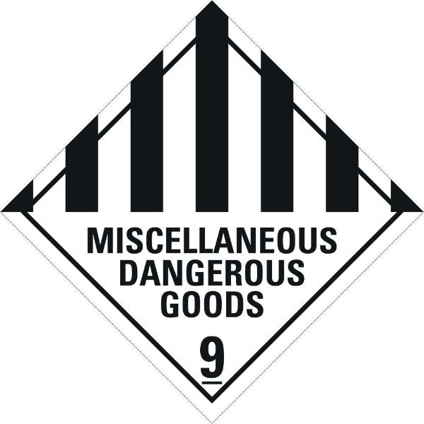 Miscellaneous Dangerous Goods Sign, 400 x 400mm, ensures safety and compliance in hazardous material areas with bold graphics.