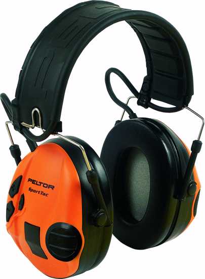3M PELTOR SportTac Hunting earmuffs in green and orange with level-dependent sound function for noise protection and awareness.