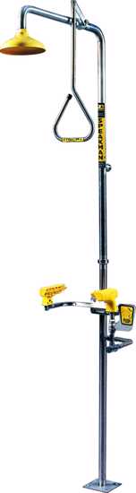 SE - 685 Combination Deluge Shower with hand-operated deluge and aerated eye/face wash for industrial safety.