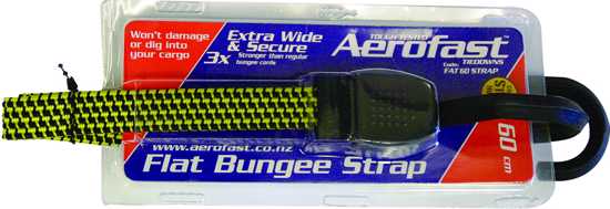 Aerofast Fat Strap Bungee 60cm featuring durable plastic-coated hooks and 18mm cord for secure load management.