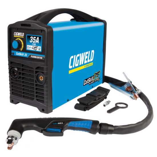 Cigweld CutSkill 35 Plasma Cutter with 60A Torch, 12mm mild steel cuts, user-friendly controls, and portable design.