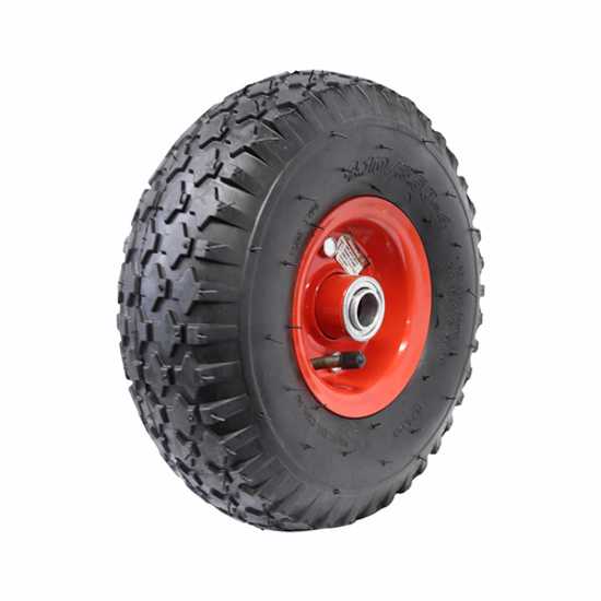 High-quality Easyroll pneumatic wheel, 3.50x4", 160kg capacity, ideal for rough terrains with metal center and durable 4-ply rubber.