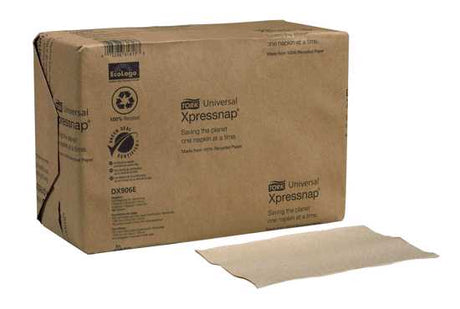 Tork Xpressnap N4 Universal Napkins, eco-friendly 500 pack, 216mm x 330mm, made from 100% recycled fibers for dining sustainability.