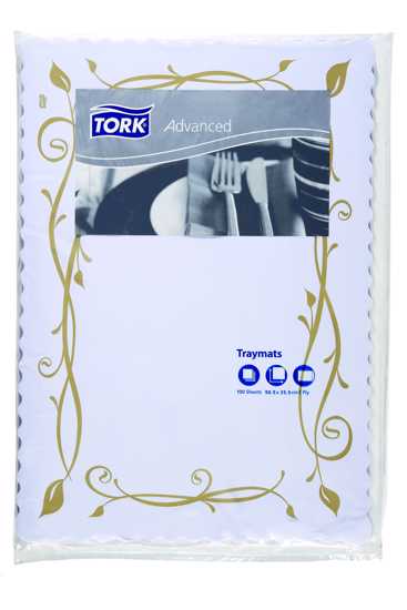 Tork Botanical Print Traymat, 50.5 x 35.5cm, pack of 100, stylish protective mats featuring a nature-inspired design.