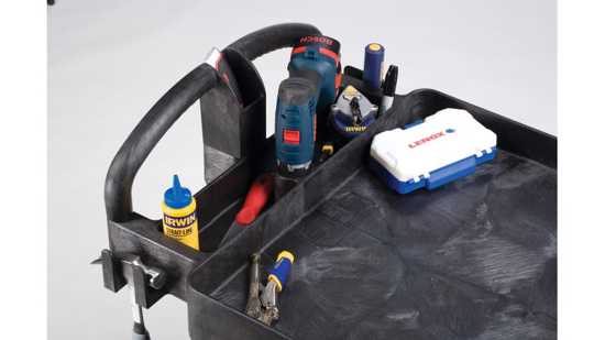 Rubbermaid heavy-duty black utility cart with lipped shelves, ergonomic handle, and 5" swivel casters for easy maneuverability.