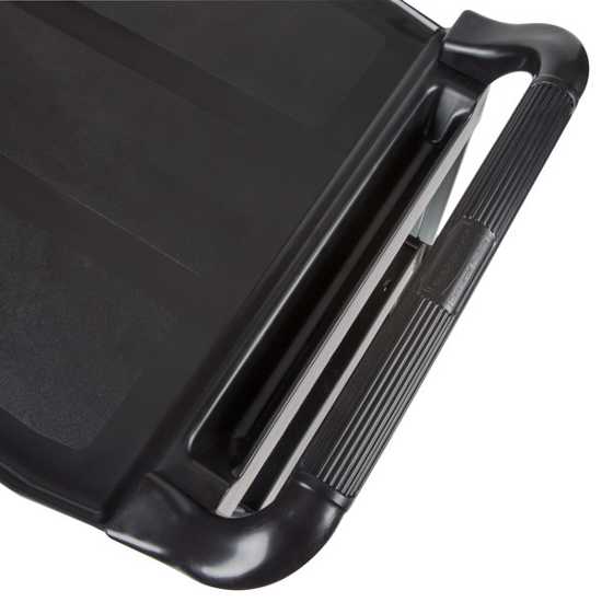 Rubbermaid 3 Tier Black Utility Cart with open sides, durable design, and non-marking casters for easy transport and organization.