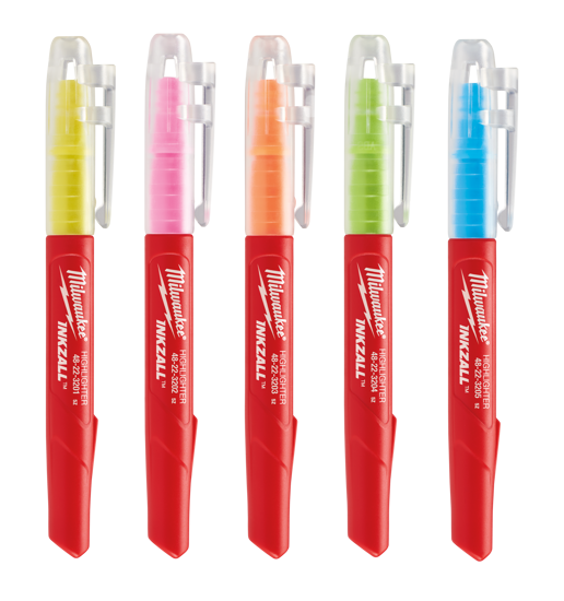 Milwaukee Inkzall Jobsite Highlighter - Assorted Color - Pack of 5