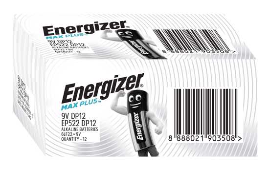 Energizer Max Plus Industrial 9V  -  12 Pack (Each)