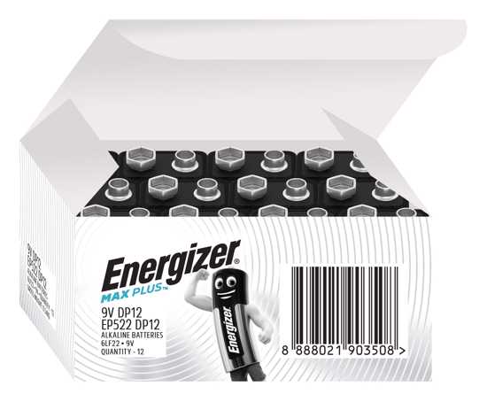 Energizer Max Plus Industrial 9V  -  12 Pack (Each)