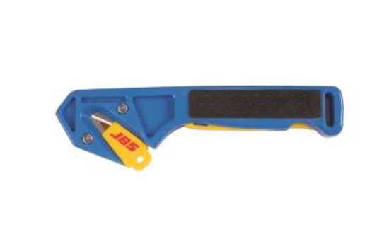 JBS Heavy Duty Safety Cutter with double protection, durable ABS body, ergonomic design, and internal blade storage for safe cutting.