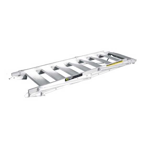 Adjustable 6-step safety stair for heights 0.9-1.4m, with self-leveling treads and durable aluminium construction.