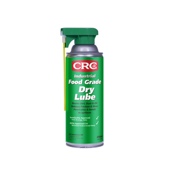 CRC 3101 Food Grade Dry Lube 400ml aerosol can for safe, effective lubrication in food processing environments.