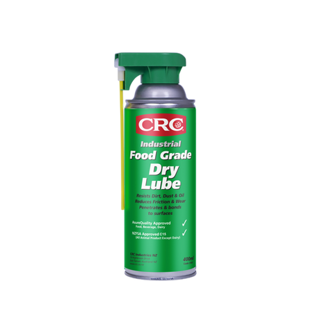 CRC 3101 Food Grade Dry Lube 400ml aerosol can for safe, effective lubrication in food processing environments.