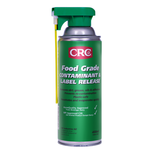 CRC 3103 Food Grade Aerosol Spray, 400ml; removes contaminants from food industry equipment efficiently and safely.