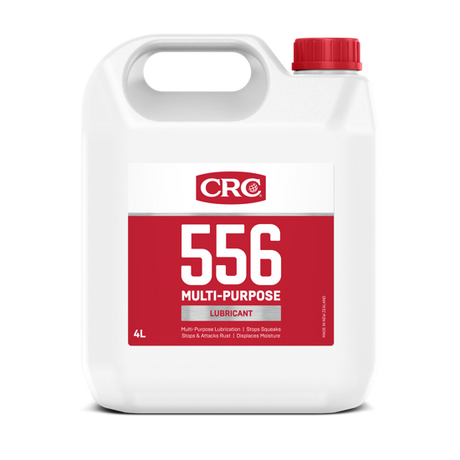 Versatile 4L CRC 556 Multi-Purpose Spray for lubrication, rust prevention, and moisture displacement in maintenance tasks.