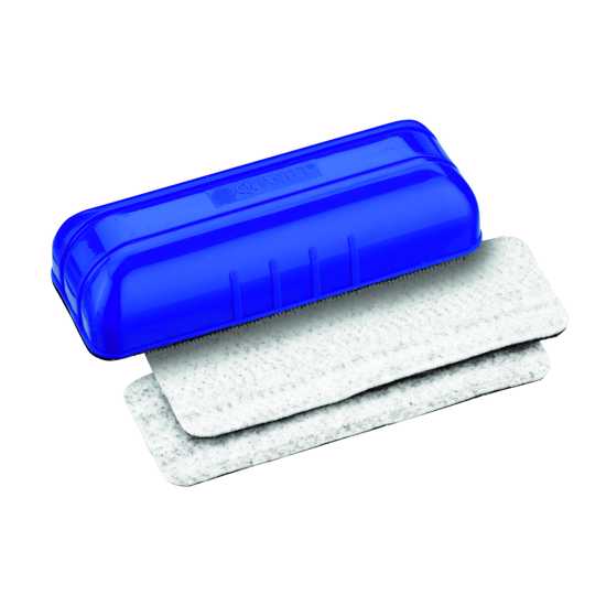 Quartet Whiteboard Magnetic Eraser with replaceable pads, measuring 62mm x 48mm x 187mm, ideal for effective erasing.